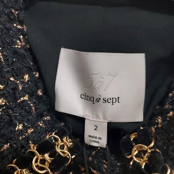 Cinq a Sept Sasha Black Gold Tweed Blazer Mini Dress - Picture 3 of 11
